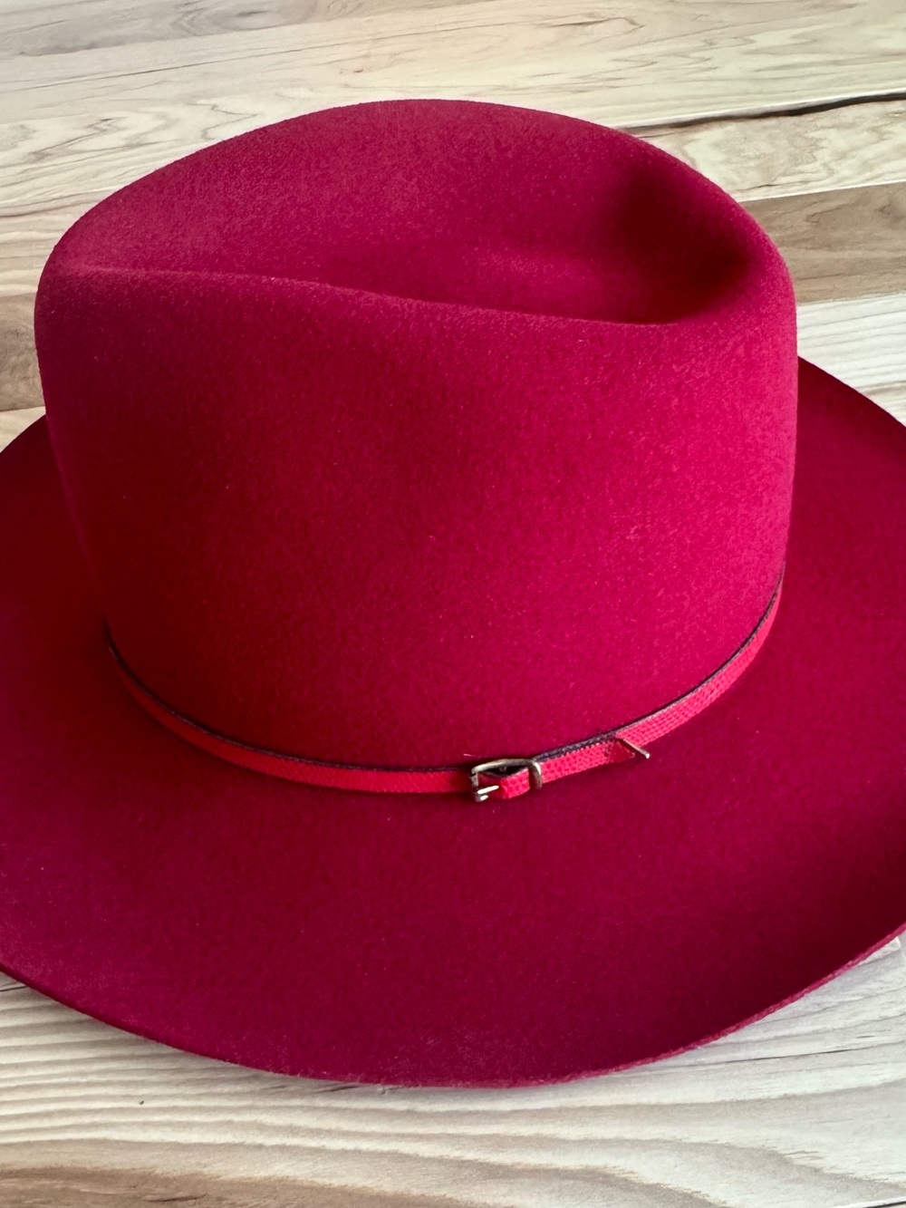 Bradford Western Red Wool Hat with Slim Accent Band Size 7